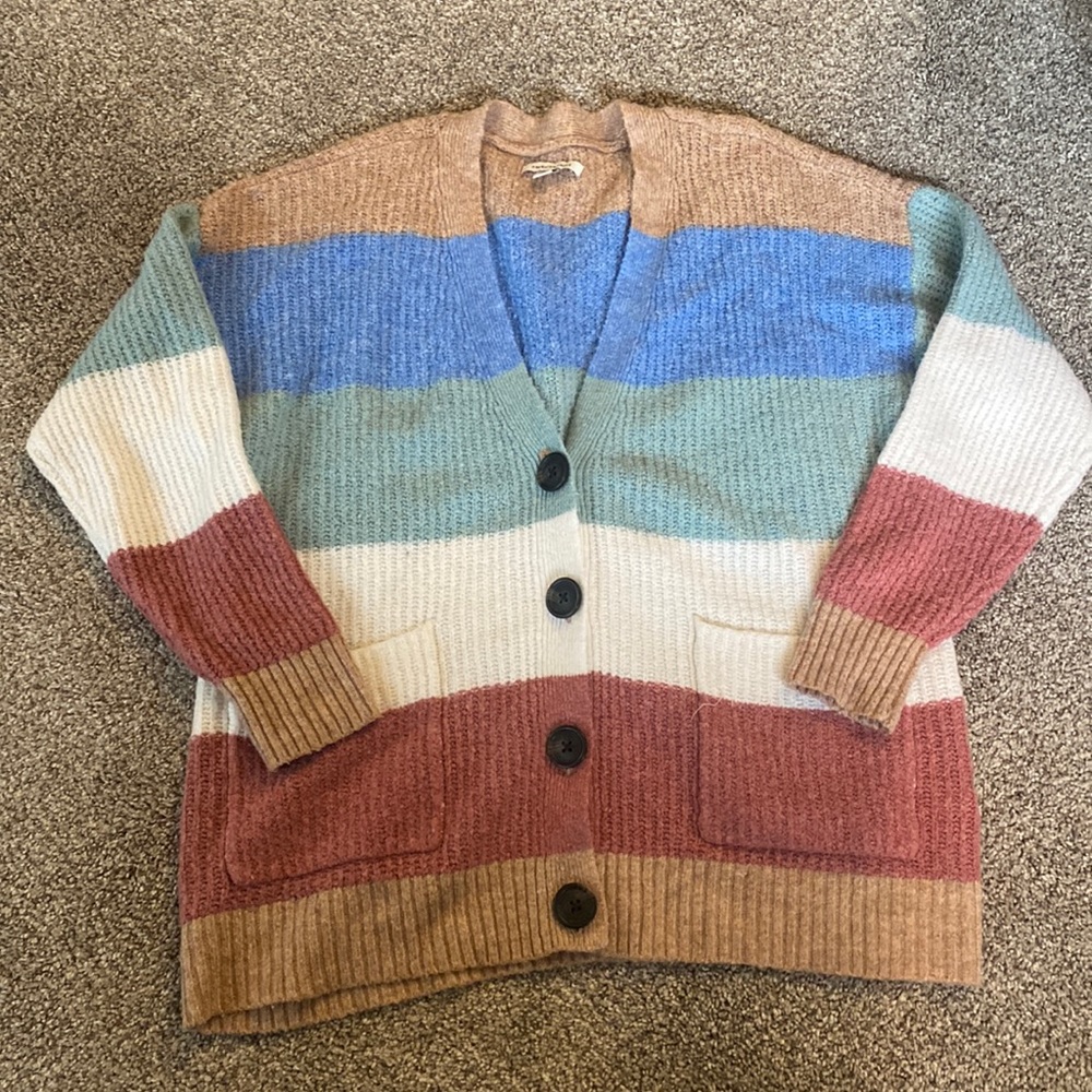 Stripped Cardigan Sweater